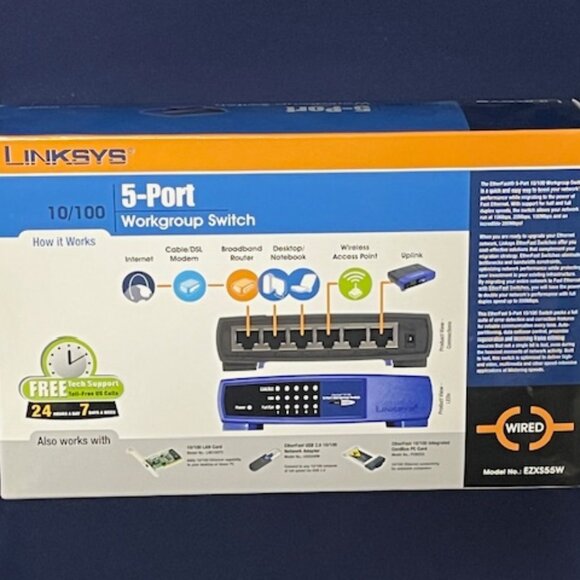 Linksys EtherFast (EZXS55W) 5-Ports External Workgroup Switch NEW - Picture 2 of 10